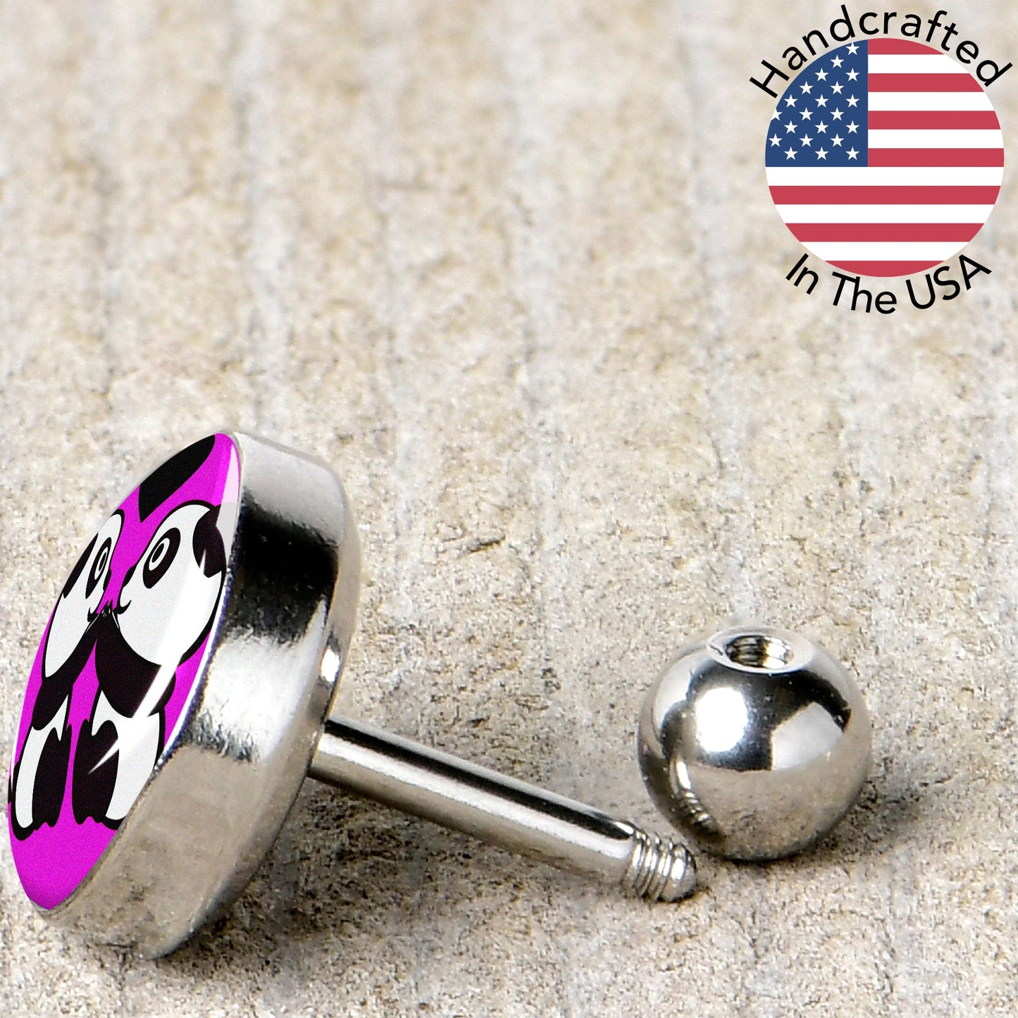 16G 1/4 Panda Love Cartilage Tragus Earring by Onyx O