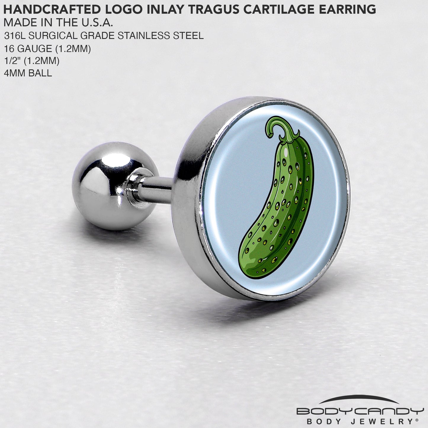 Green Pickle Tragus Cartilage Earring by Onyx O