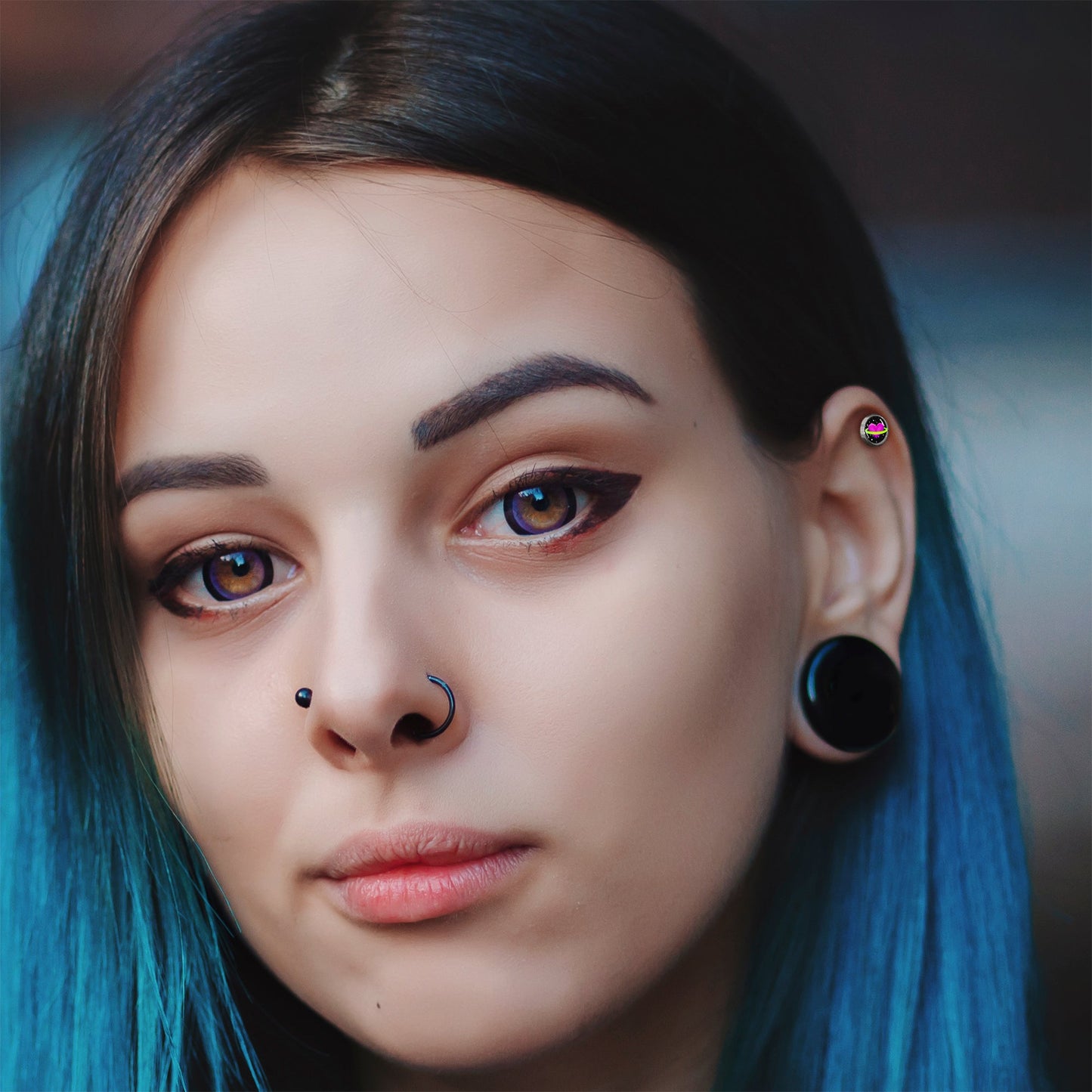 16G 1/4 Heart Planet Cartilage Tragus Earring by Onyx O