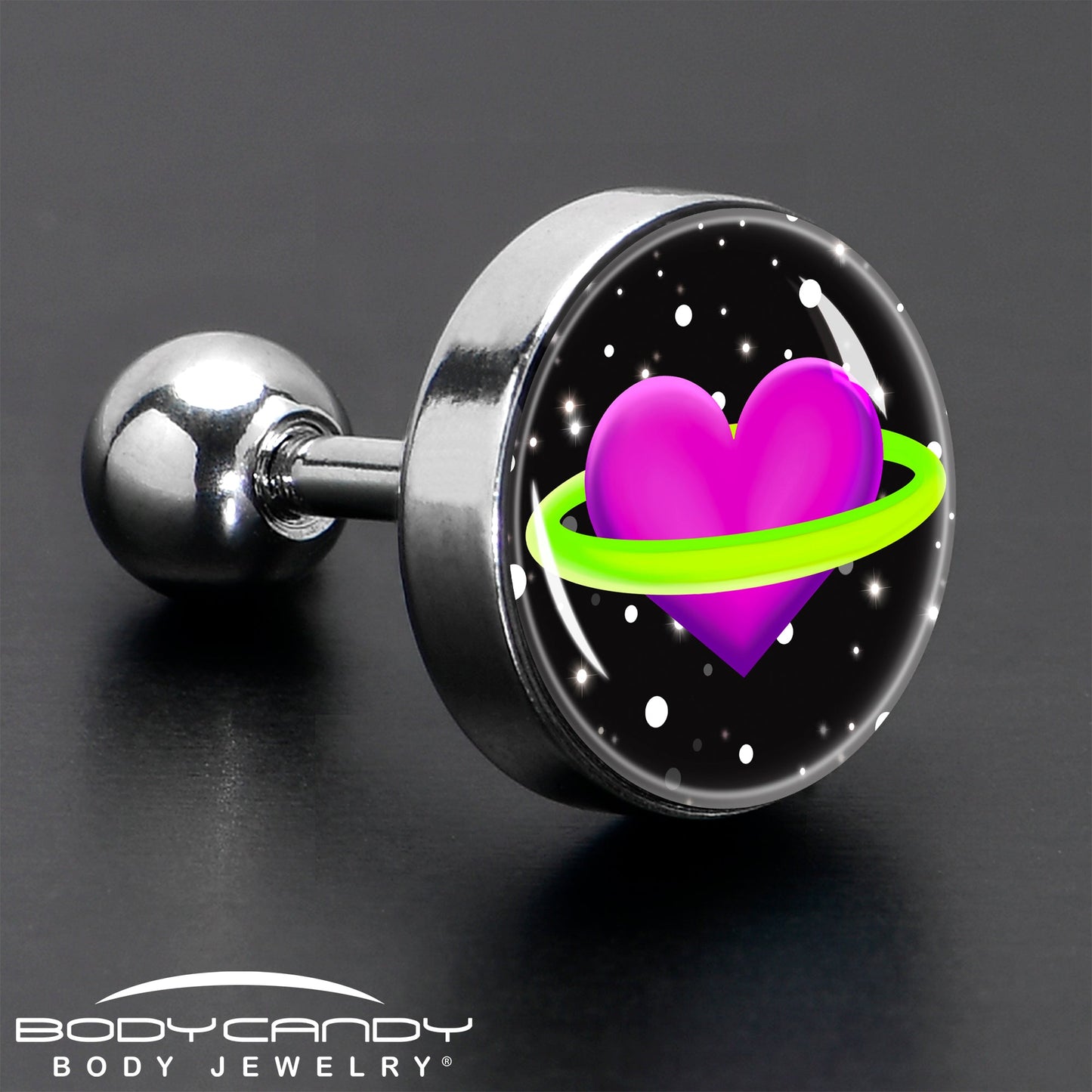 16G 1/4 Heart Planet Cartilage Tragus Earring by Onyx O