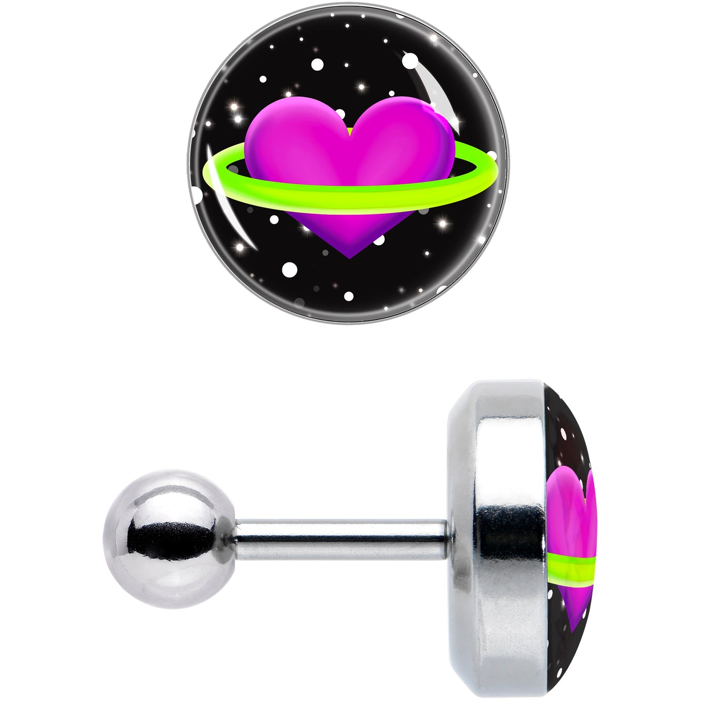 16G 1/4 Heart Planet Cartilage Tragus Earring by Onyx O
