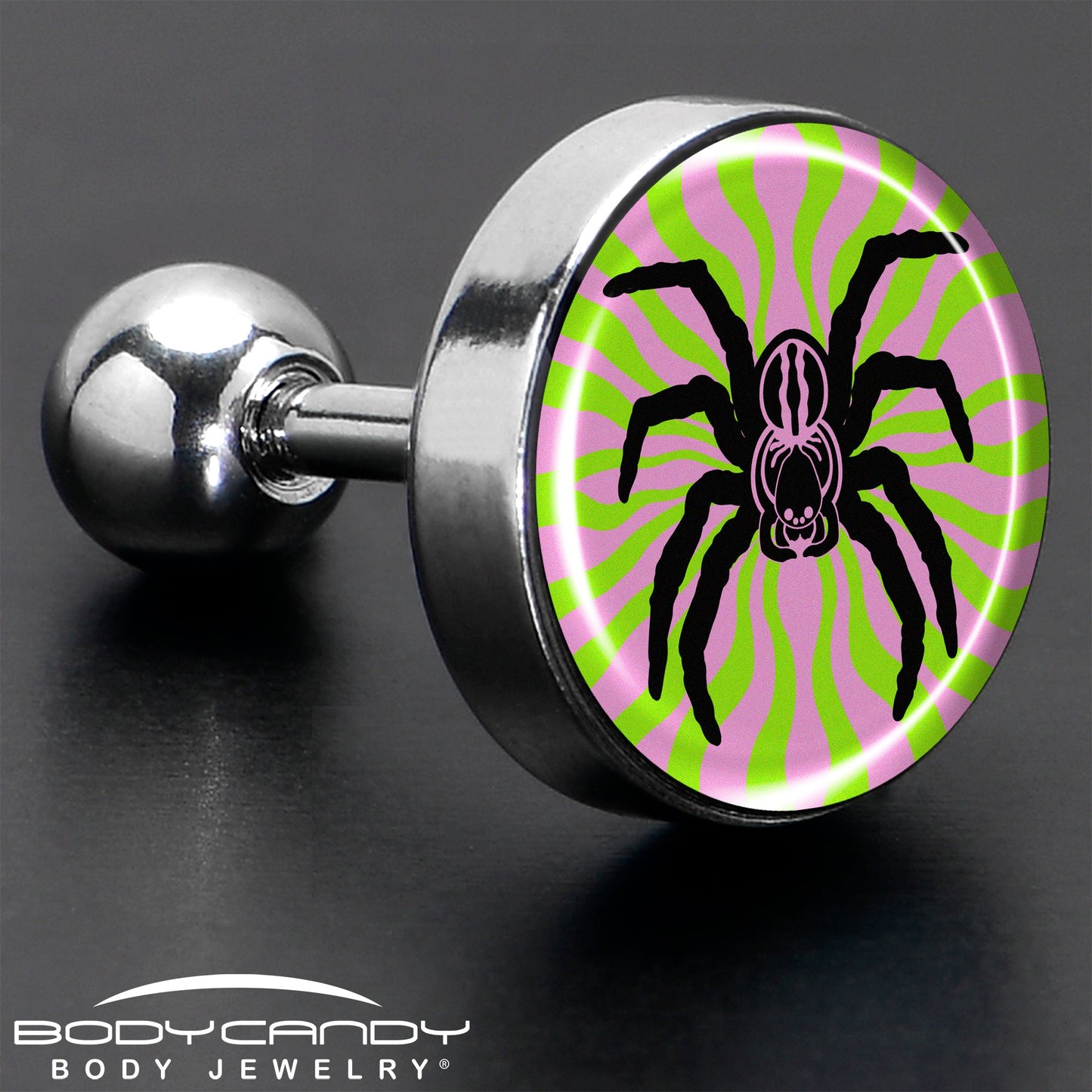 16G 1/4 Psychedelic Spider Tragus Cartilage Earring by Onyx O