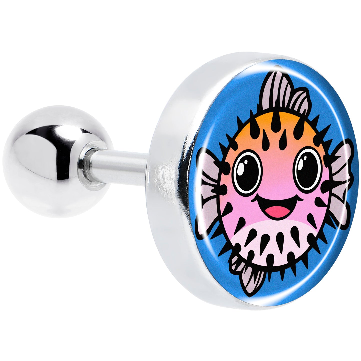 16G 1/4 Swimming Pufferfish Tragus Cartilage Earring by Onyx O