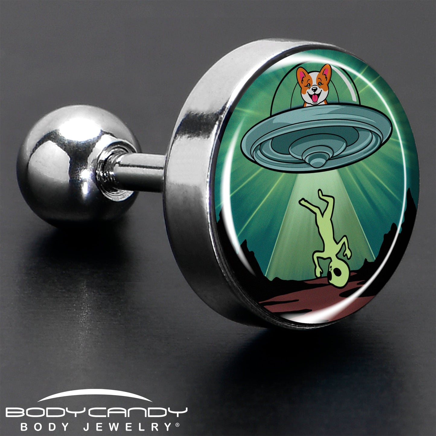 16G 1/4 Reverse Alien UFO Abduction Tragus Cartilage Earring by Onyx O