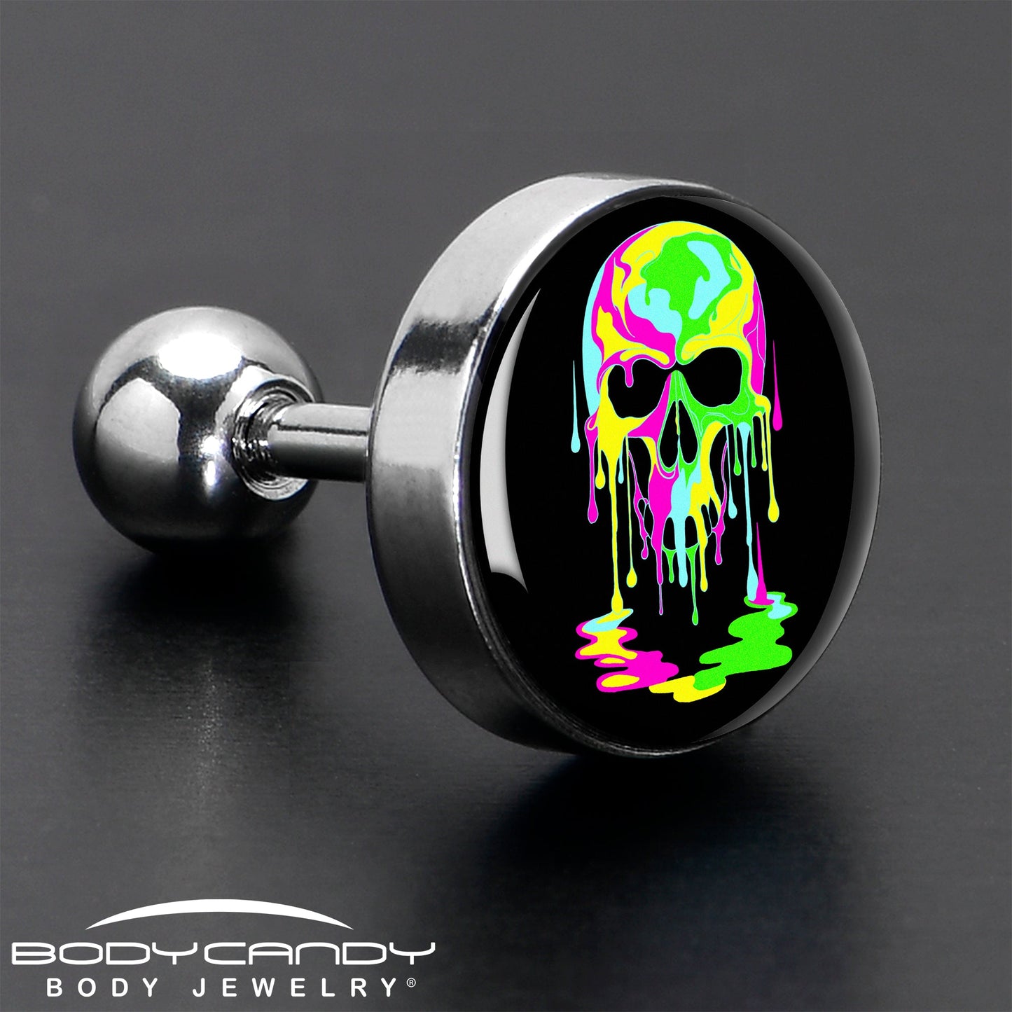 16G 1/4 Ultra Bright Melting Skull Tragus Cartilage Earring by Onyx O