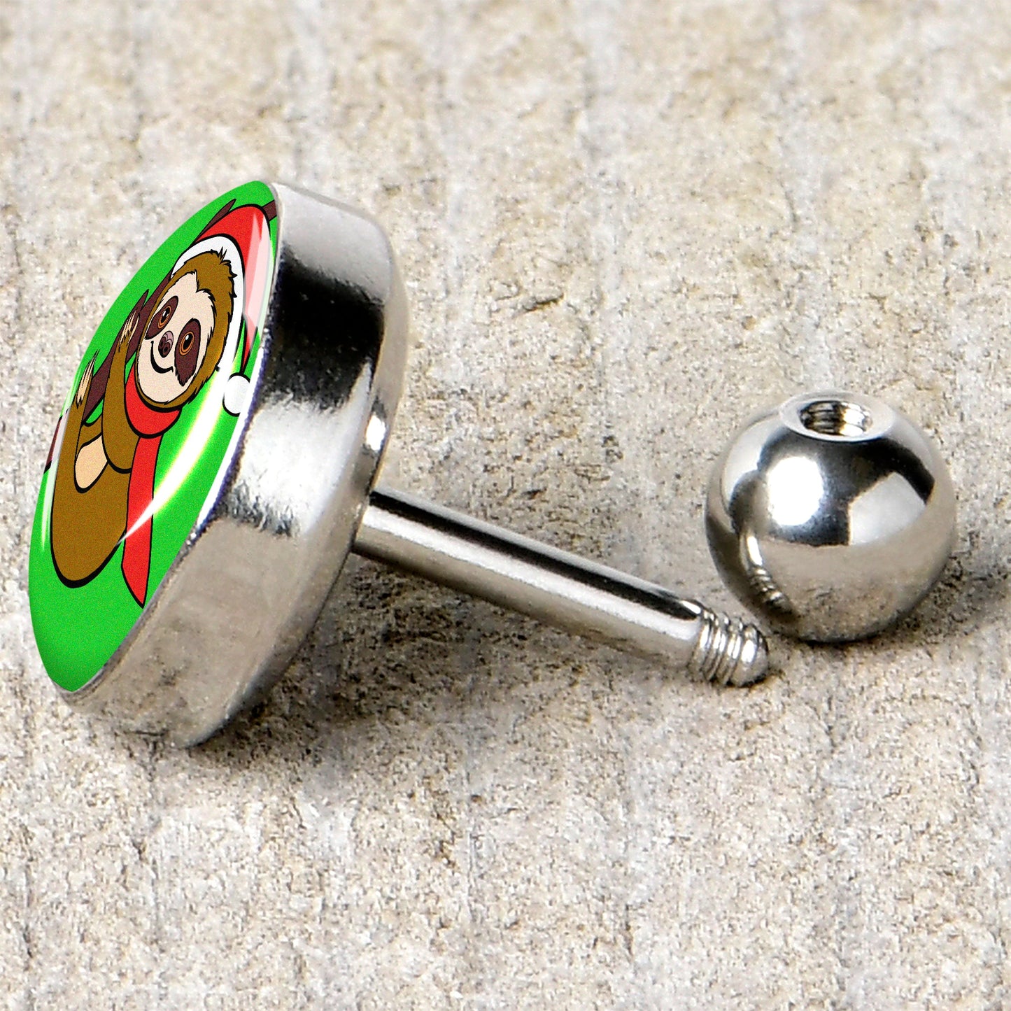 16G 1/4 Santa Sloth Tragus Cartilage Earring by Onyx O