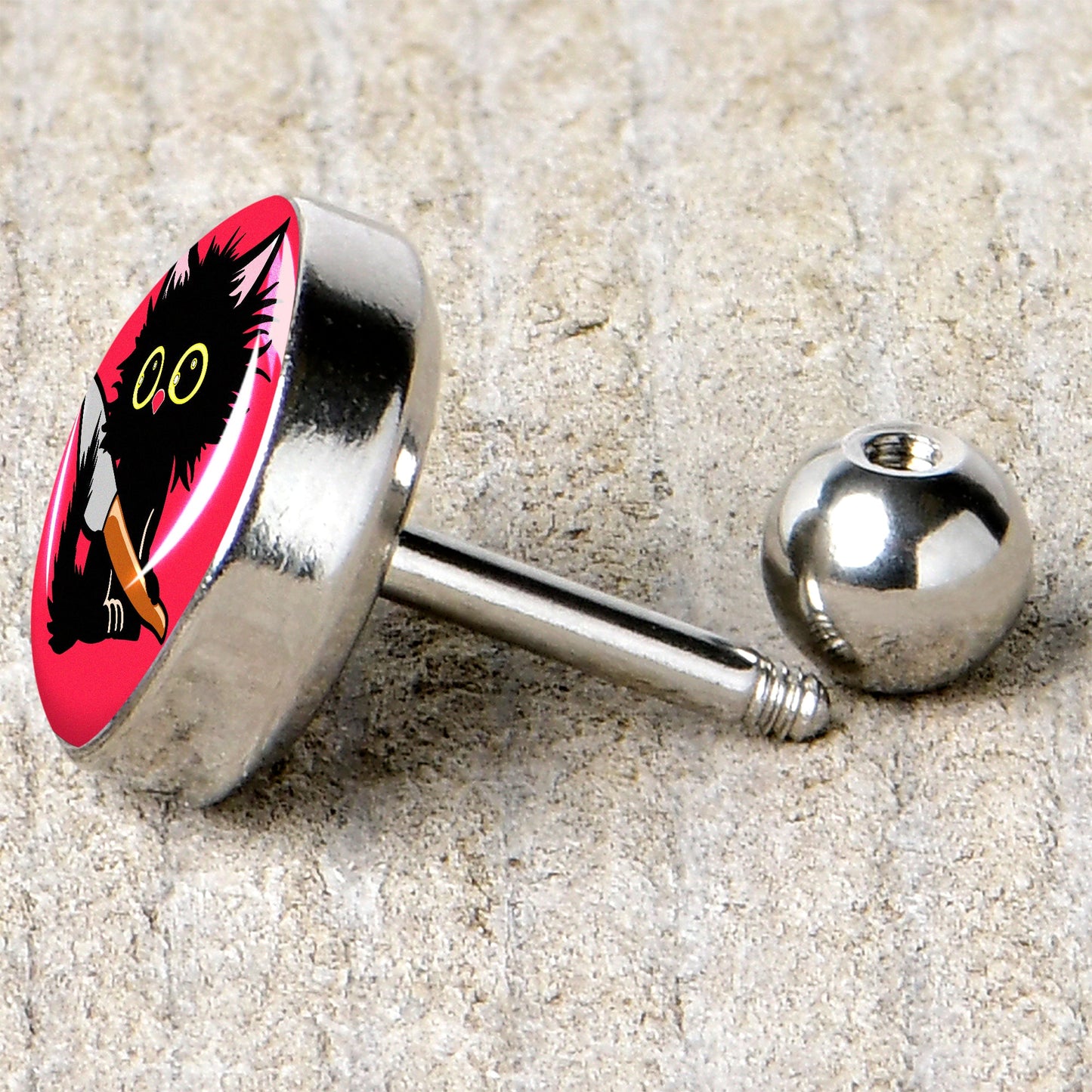 16G 1/4 Stabby Cat Tragus Cartilage Earring by Onyx O