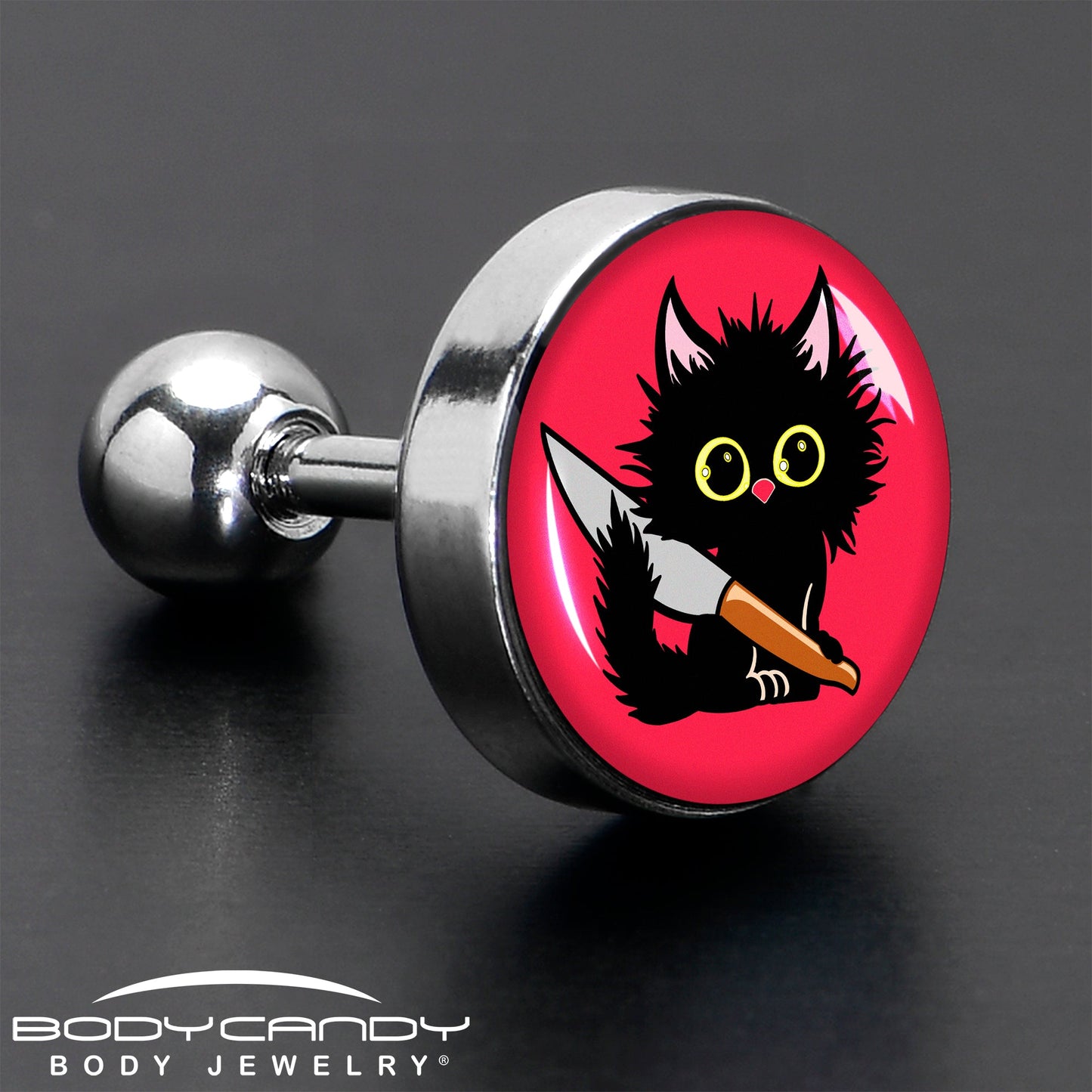 16G 1/4 Stabby Cat Tragus Cartilage Earring by Onyx O