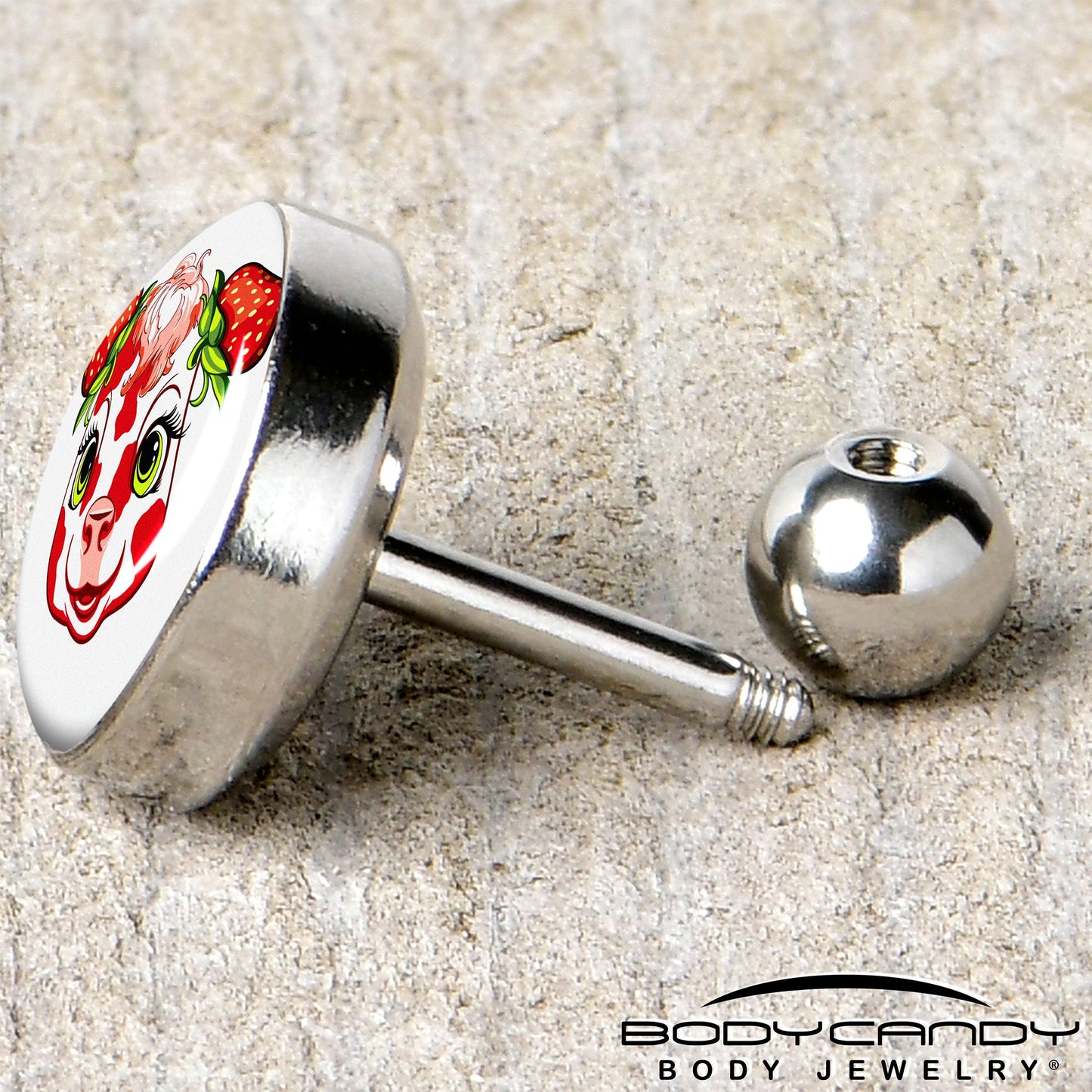 16G 1/4 Strawberry Cow Cartilage Tragus Earring by Onyx O