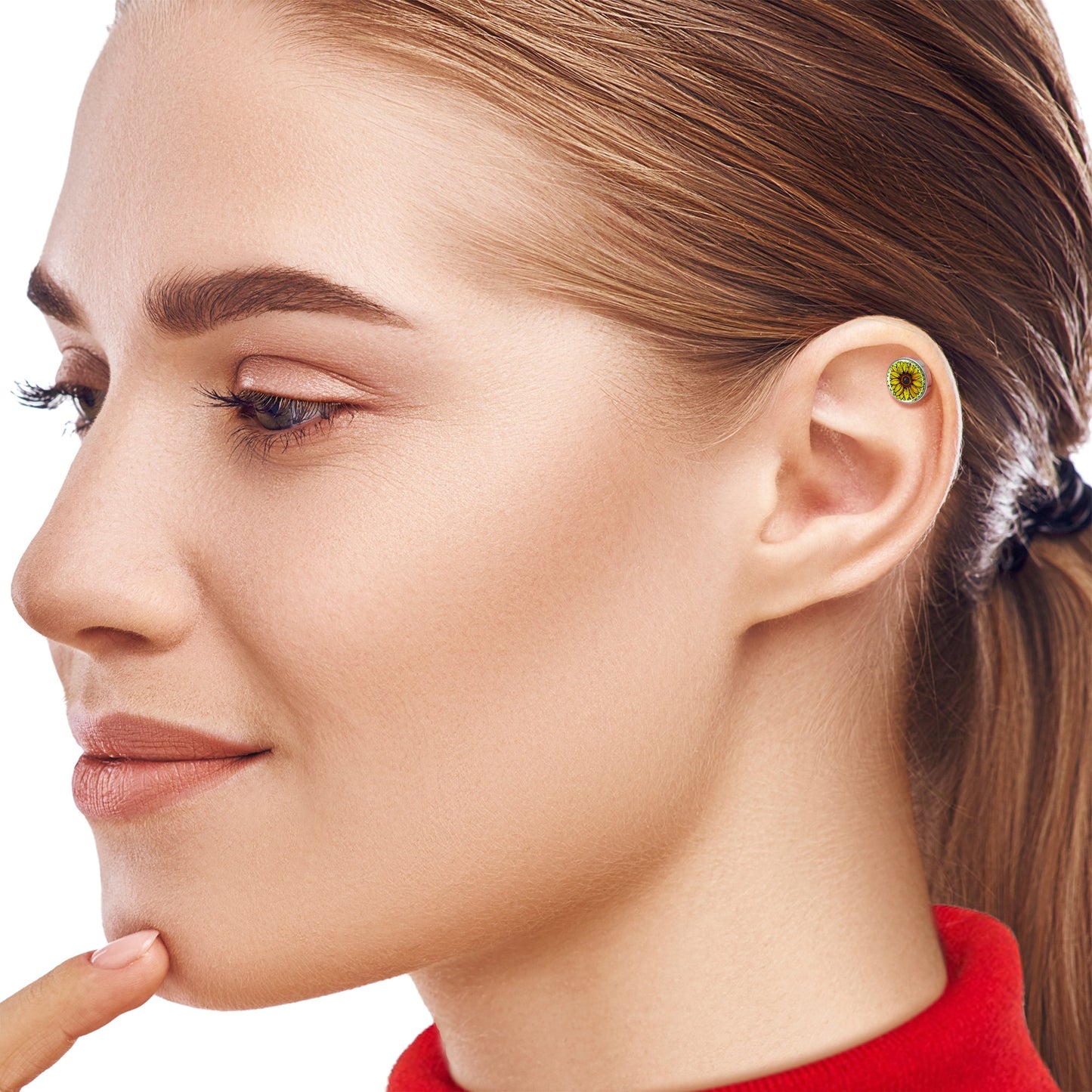 Blossom Creation Yellow Sunflower Tragus Cartilage Earring by Onyx O