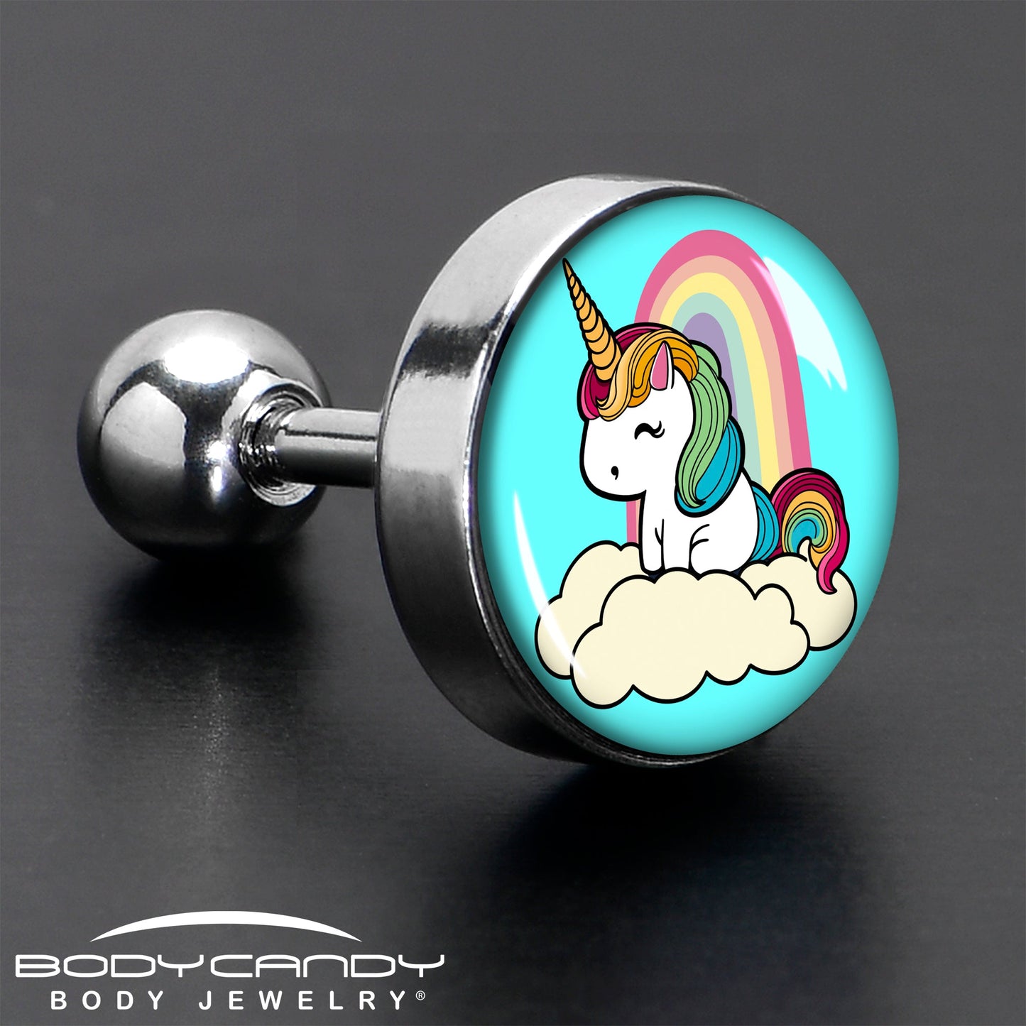 16G 1/4 Rainbow Unicorn Cartilage Tragus Earring by Onyx O
