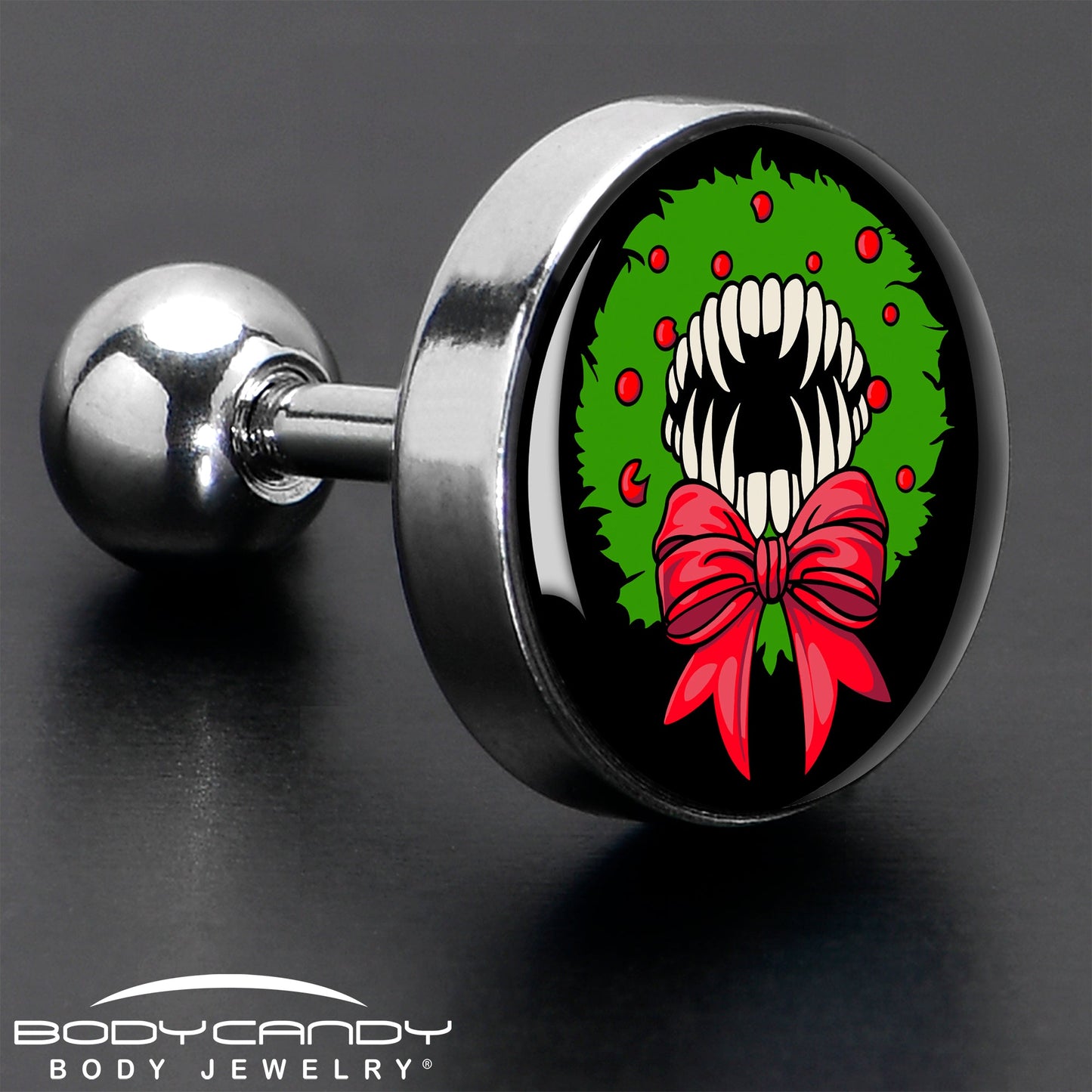 16G 1/4 Holiday Vampire Wreath Tragus Cartilage Earring by Onyx O