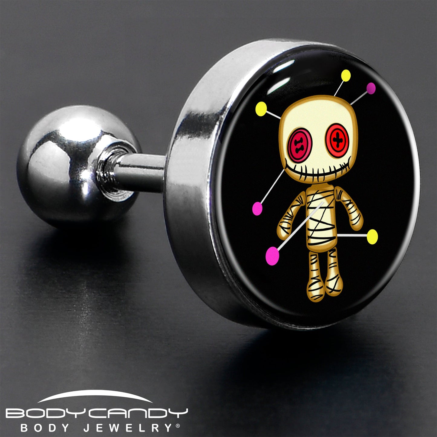 16G 1/4 Voodoo Doll Tragus Cartilage Earring by Onyx O