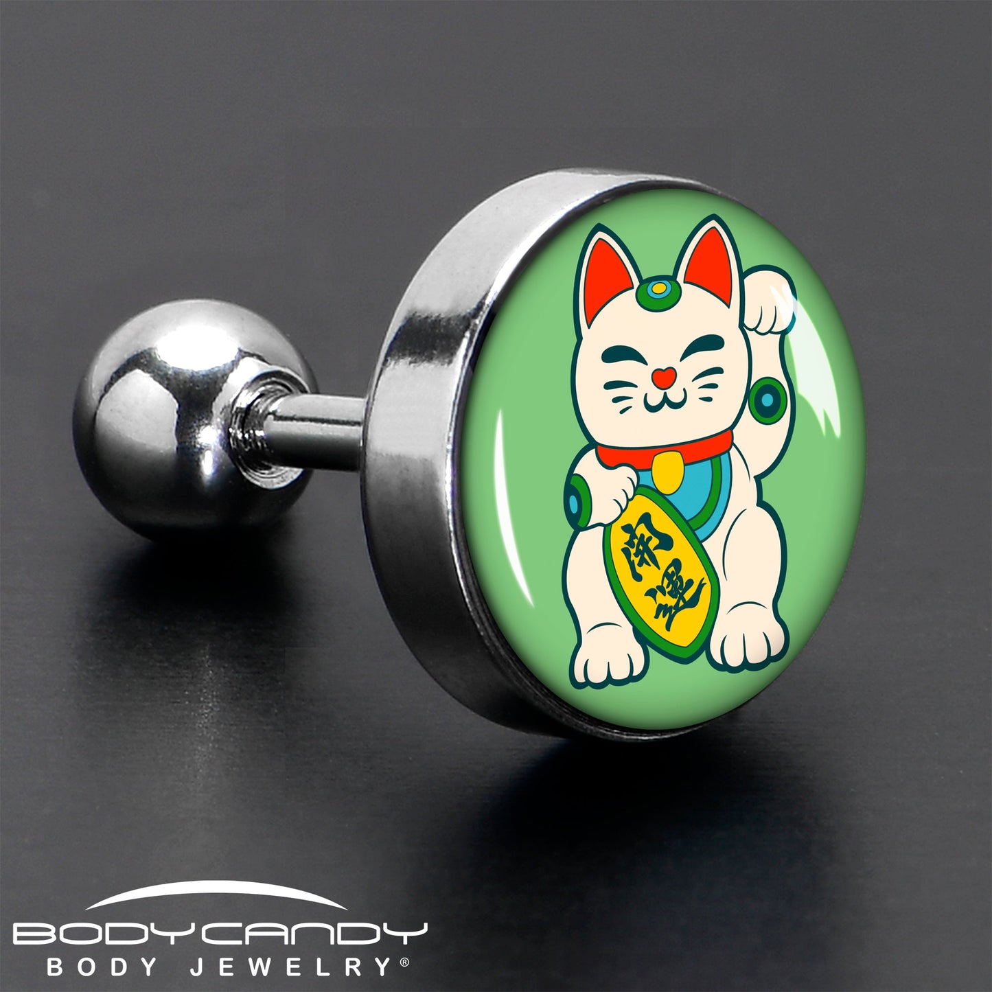 16G 1/4 Waving Cat Cartilage Tragus Earring by Onyx O