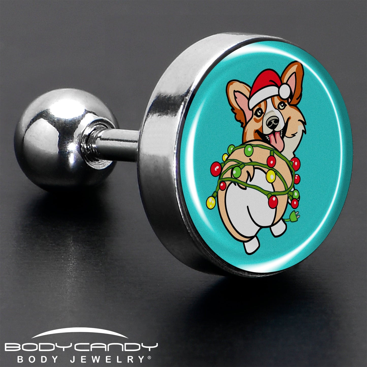 Christmas Holiday Lights Corgi Dog Tragus Cartilage Earring by Onyx O