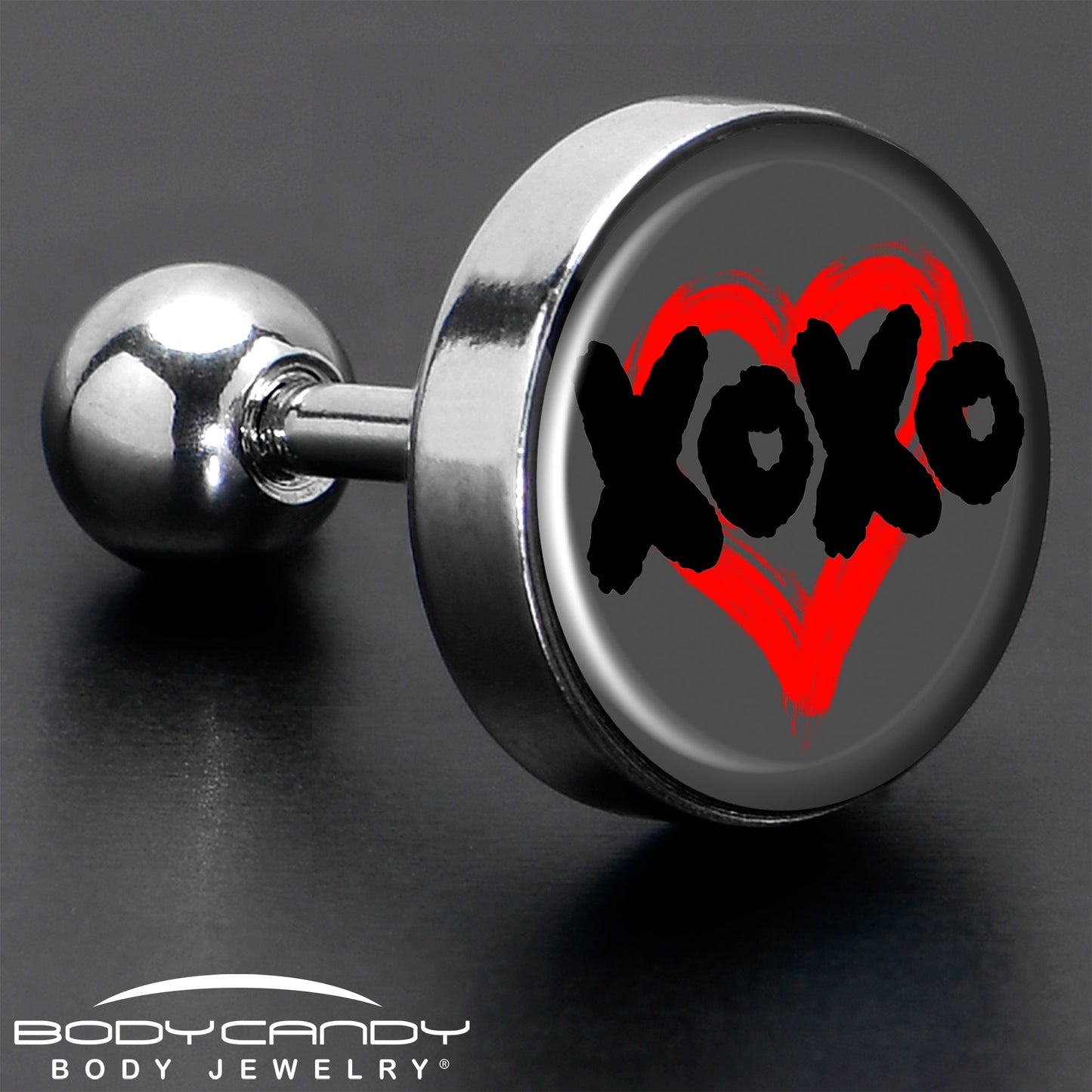 16G 1/4 XOXO Heart Tragus Cartilage Earring by Onyx O