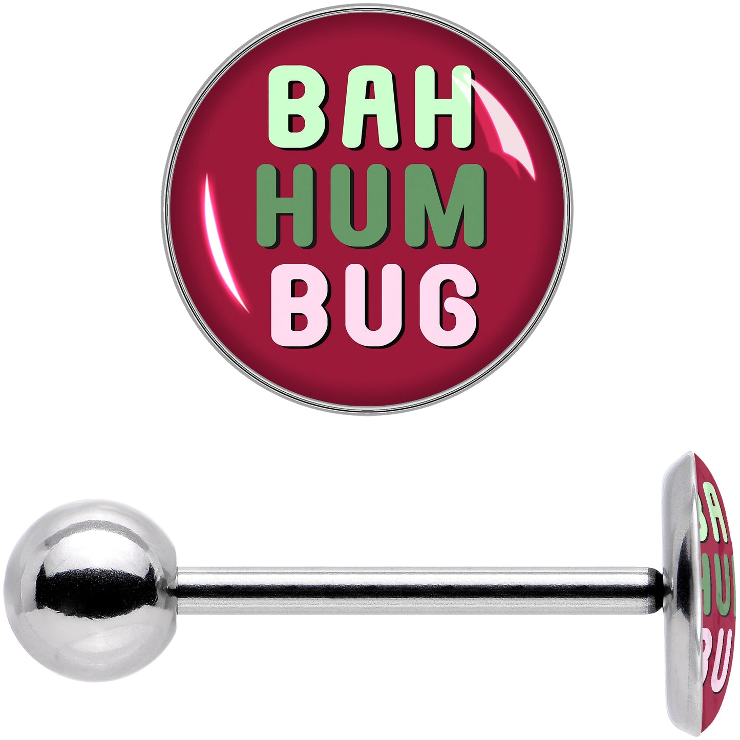 Bah Humbug Holiday Grouch Barbell Tongue Ring by Onyx O