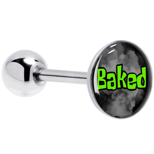 Logo Baked Stoner Barbell Tongue Ring by Onyx O