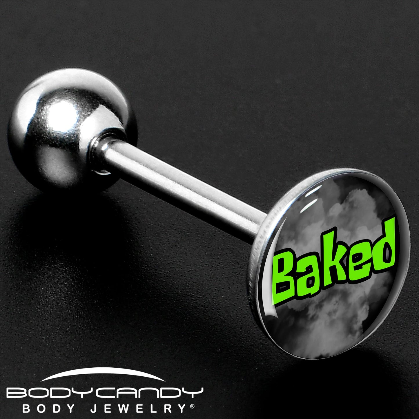 Logo Baked Stoner Barbell Tongue Ring by Onyx O
