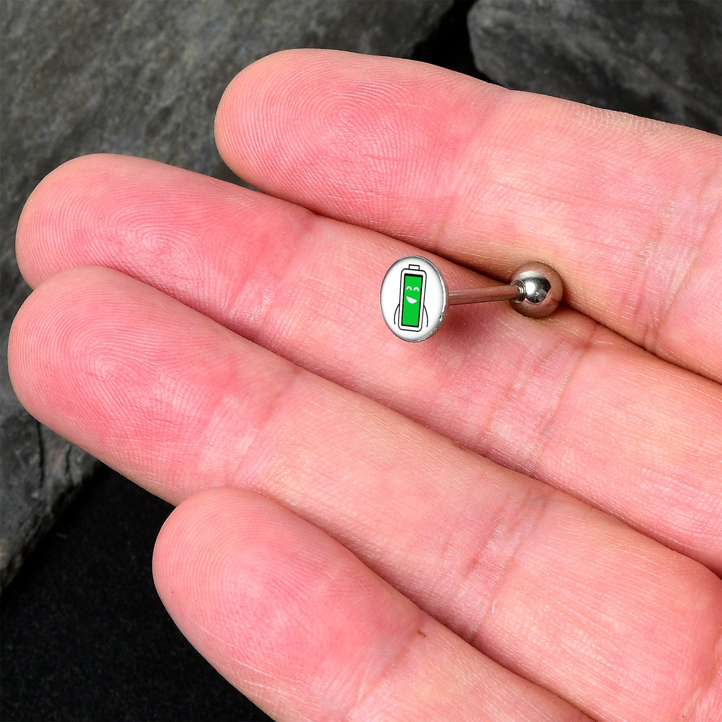 Battery Full Barbell Tongue Ring by Onyx O