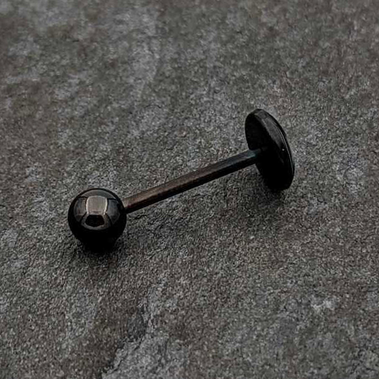 Glow in the Dark Black Anodized Peeking Black Cat Barbell Tongue Ring by Onyx O
