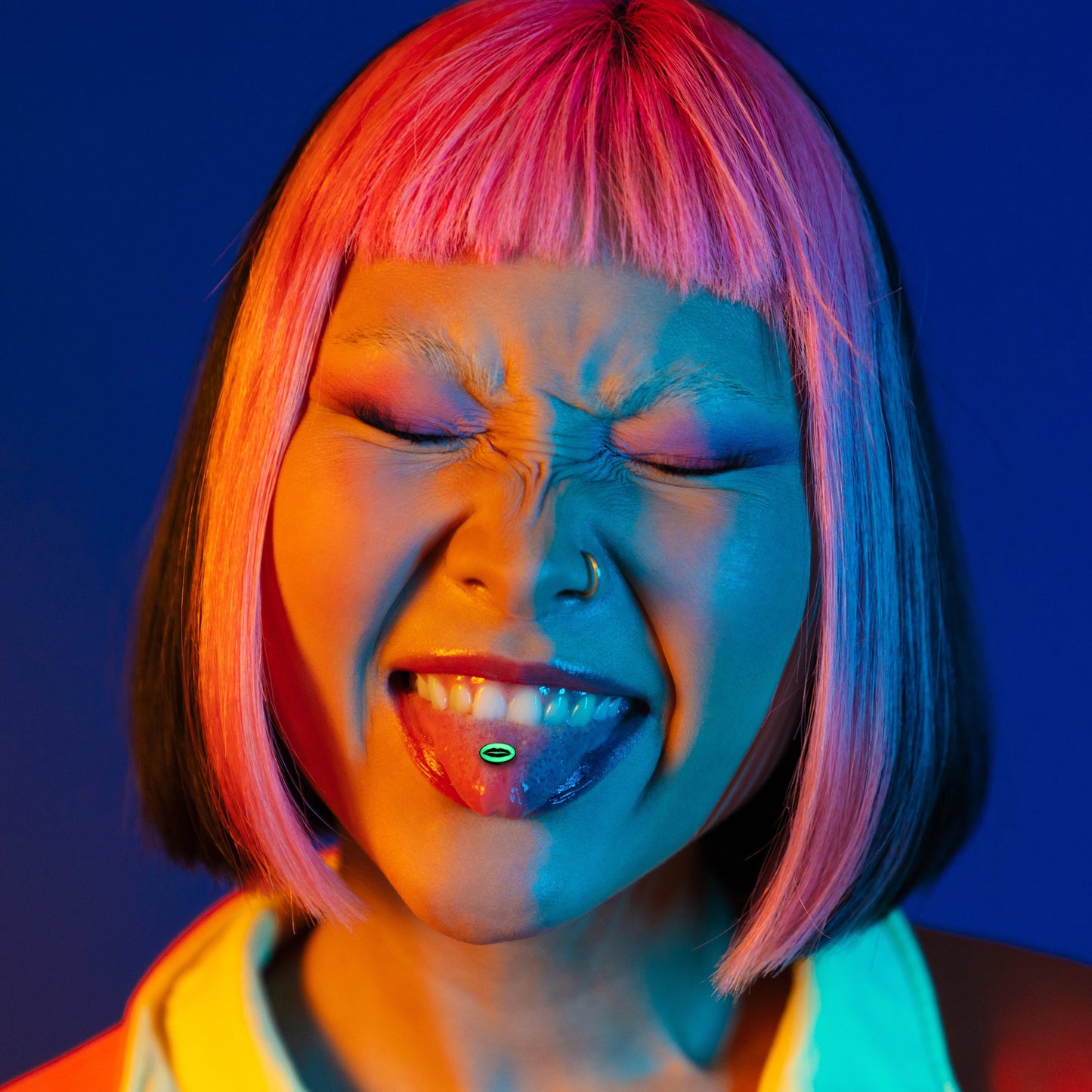 Black Glow in the Dark Lipstick Kiss Mark Barbell Tongue Ring by Onyx O