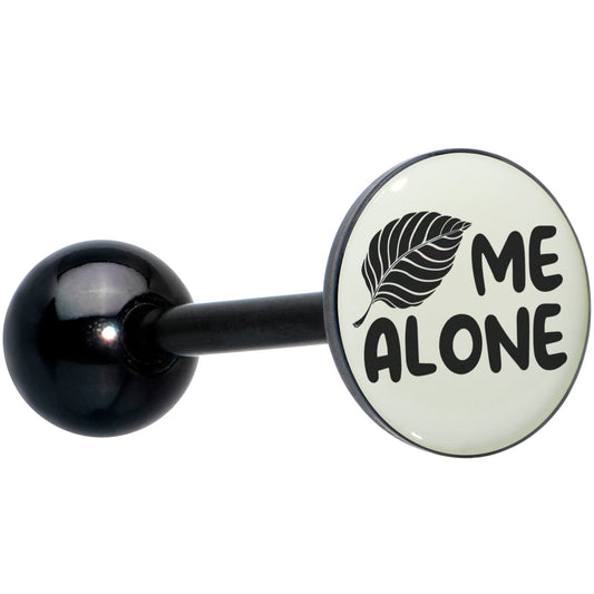 Glow in the Dark Black Anodized Leaf Me Alone Barbell Tongue Ring by Onyx O