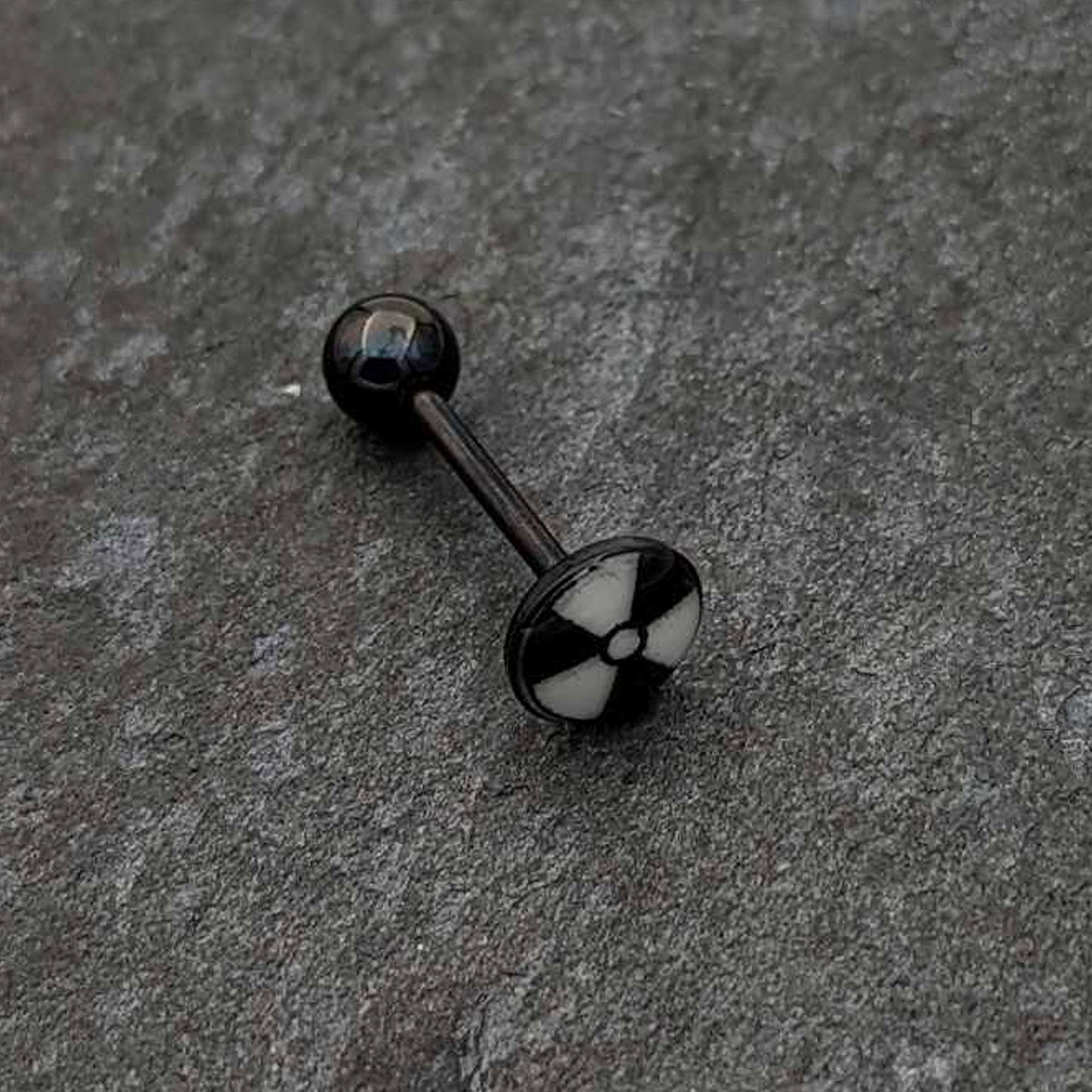 Glow in the Dark Black Anodized Radioactive Barbell Tongue Ring by Onyx O