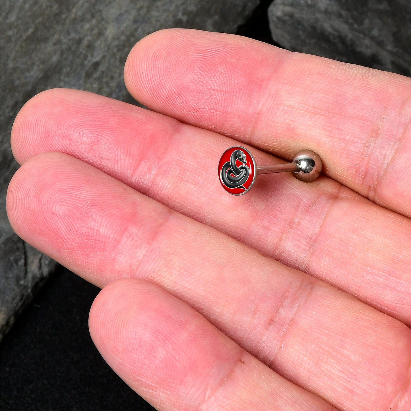 Black Snake Barbell Tongue Ring by Onyx O