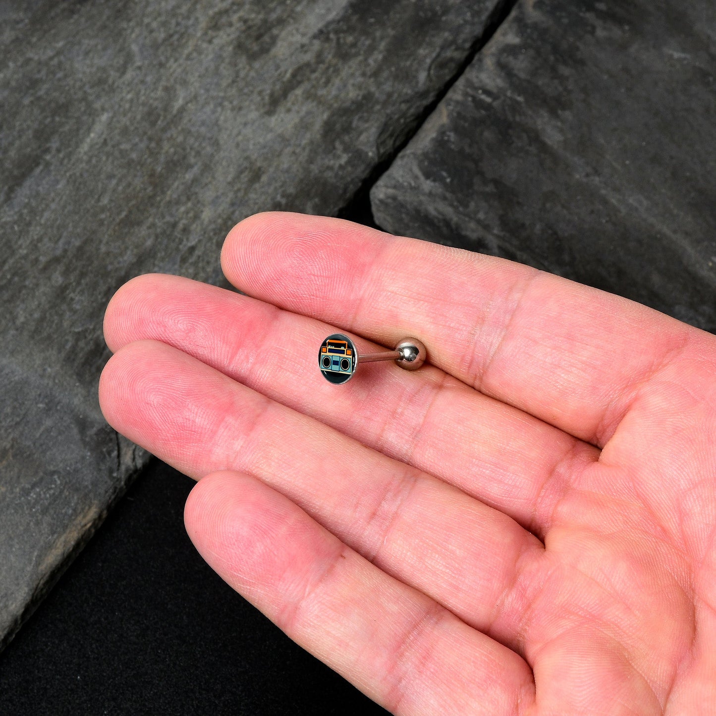 Retro Boombox Barbell Tongue Ring by Onyx O