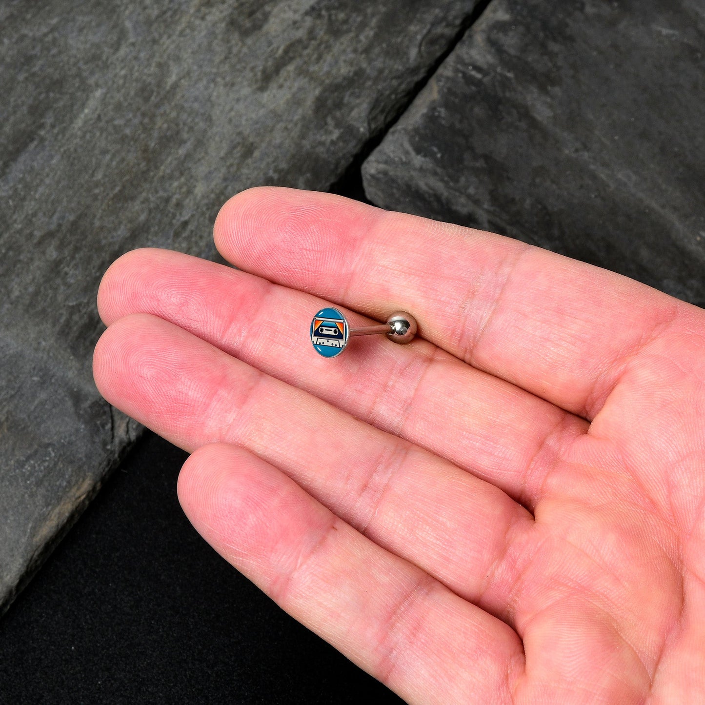 Retro Cassette Tape Barbell Tongue Ring by Onyx O