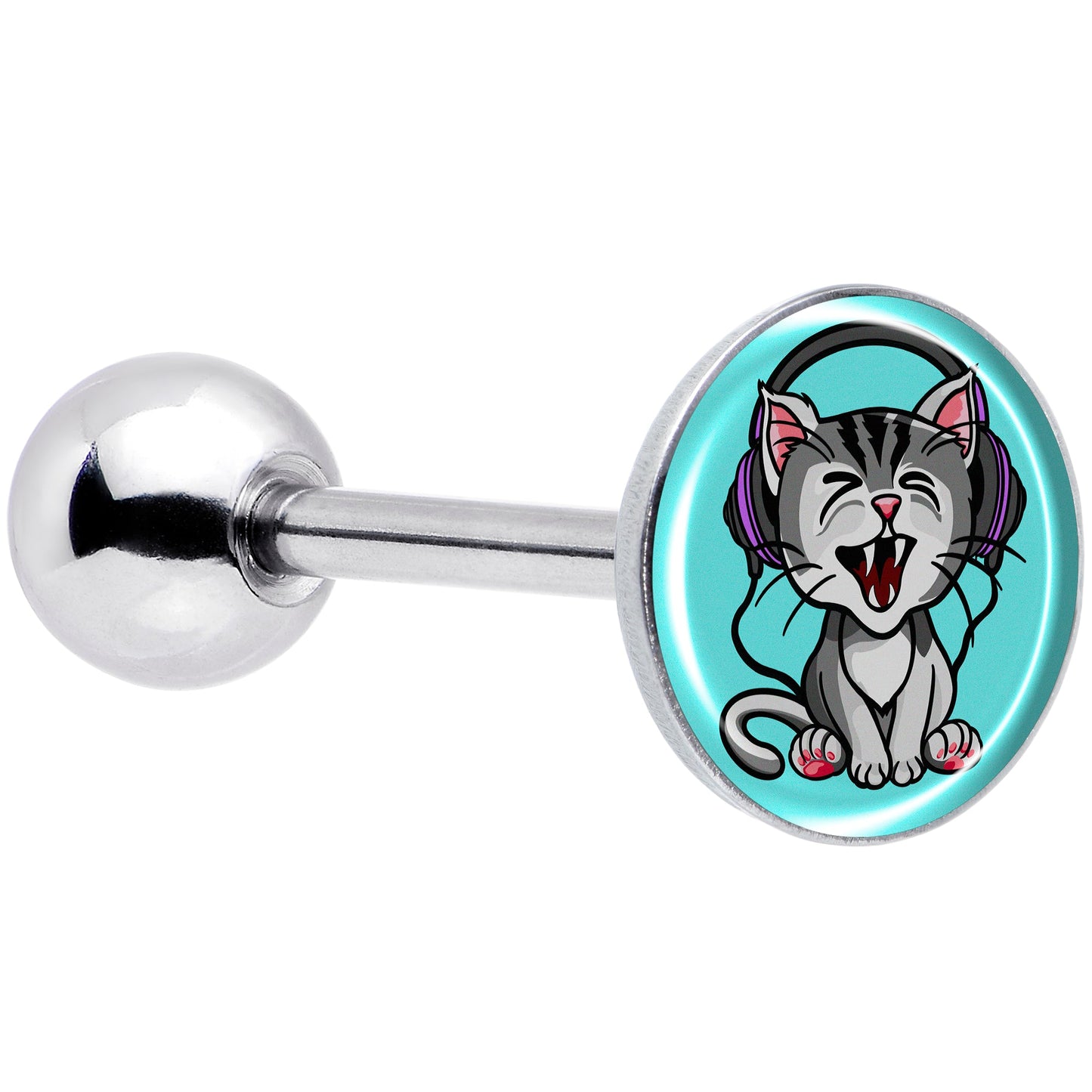 Heavy Metal Kitty Cat Barbell Tongue Ring by Onyx O