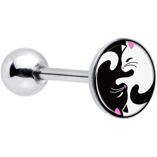 Cute Kitty Cat Yin Yang Barbell Tongue Ring by Onyx O