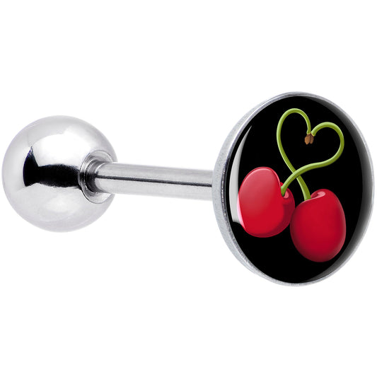 Cherry Heart Barbell Tongue Ring by Onyx O