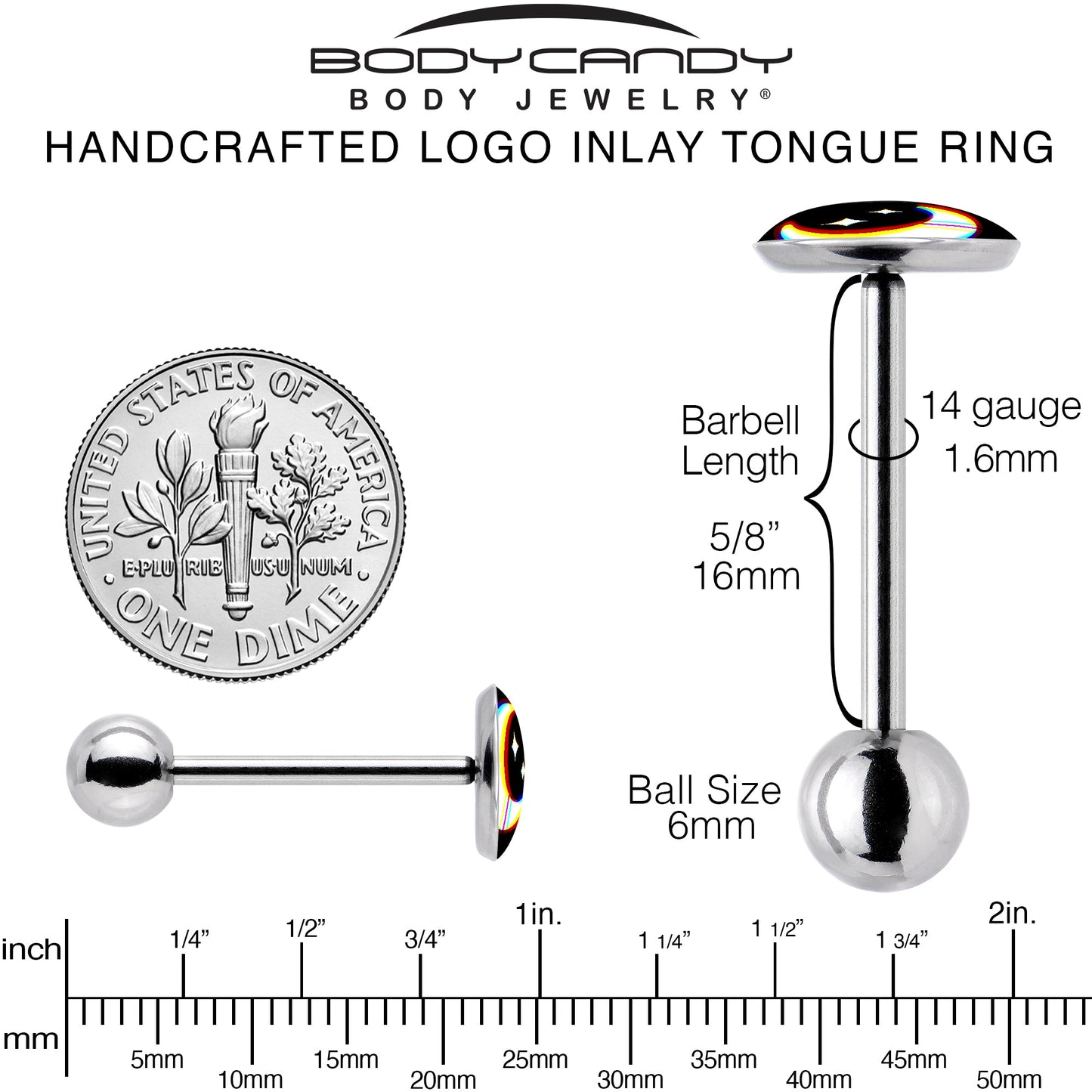 Chromatic Moon Barbell Tongue Ring by Onyx O