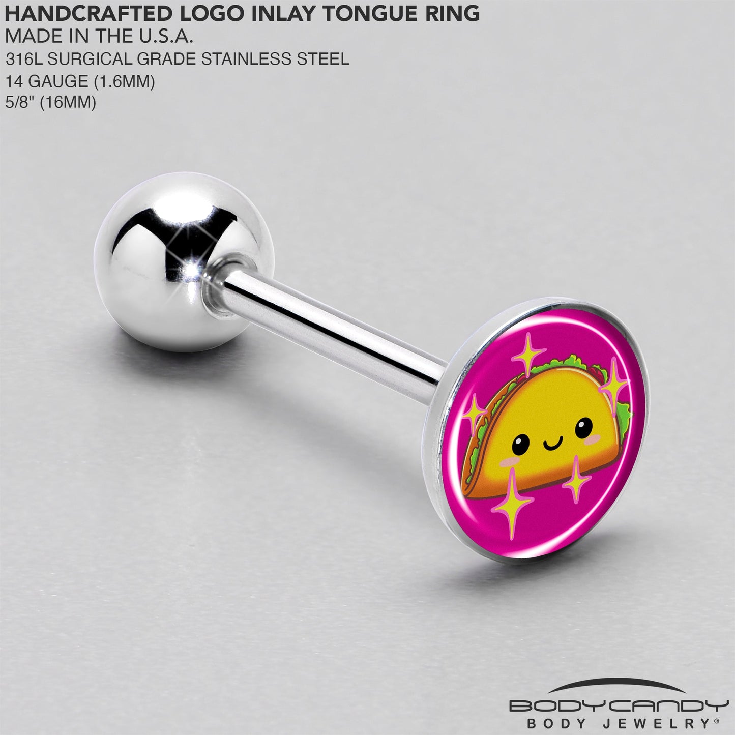 Mexican Fiesta Cute Taco Barbell Tongue Ring by Onyx O