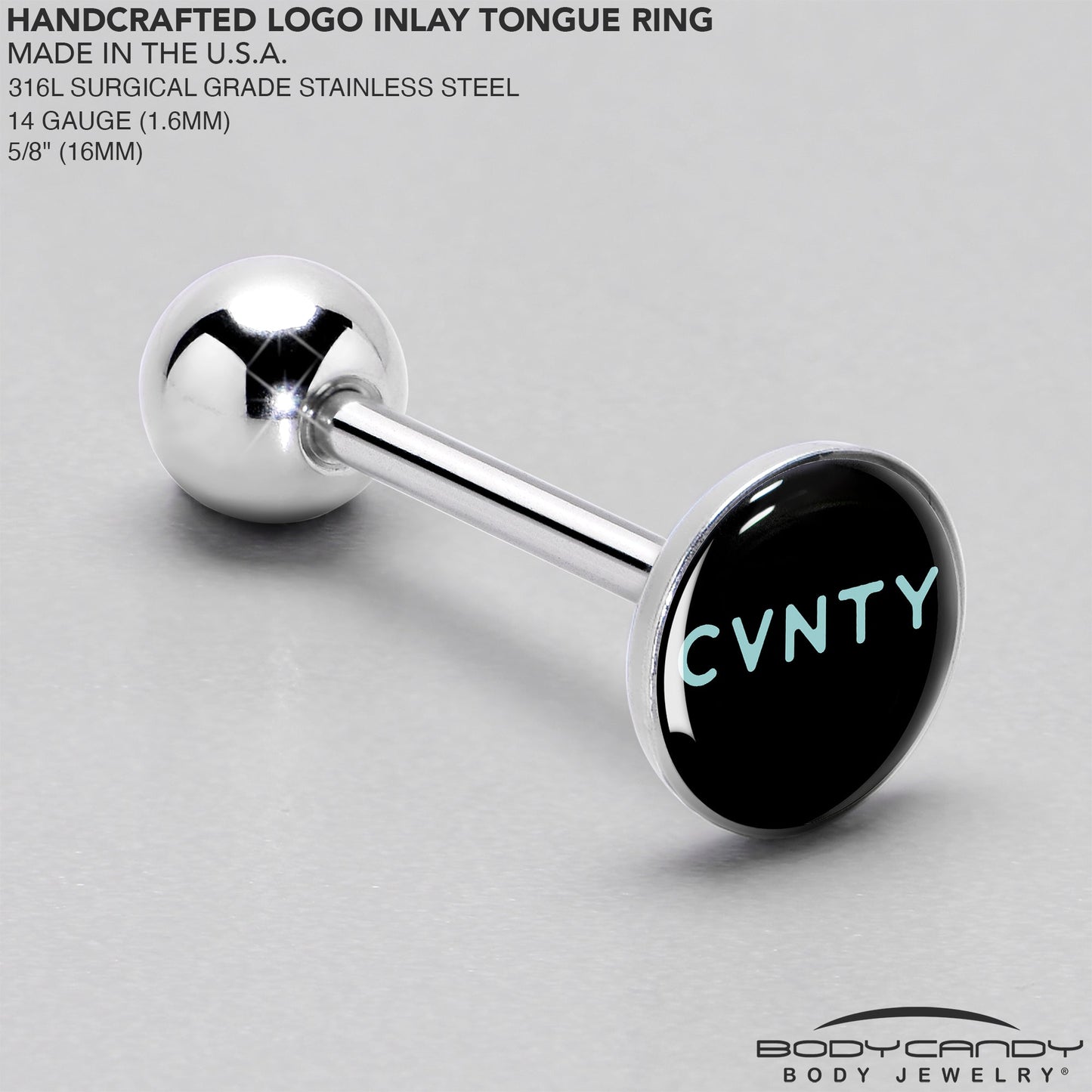 Phrase Logo CVNTY Barbell Tongue Ring by Onyx O
