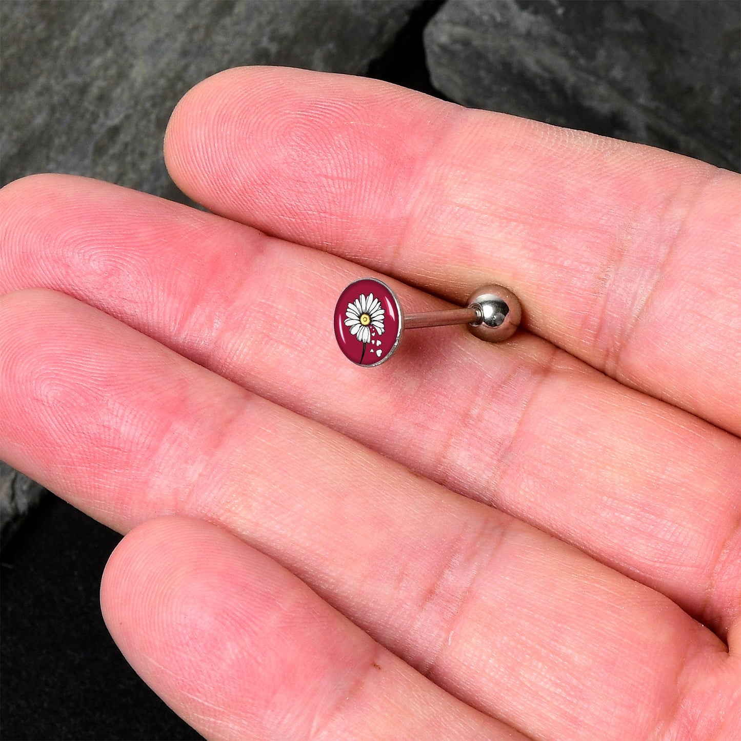 Love Me Not Flower Barbell Tongue Ring by Onyx O