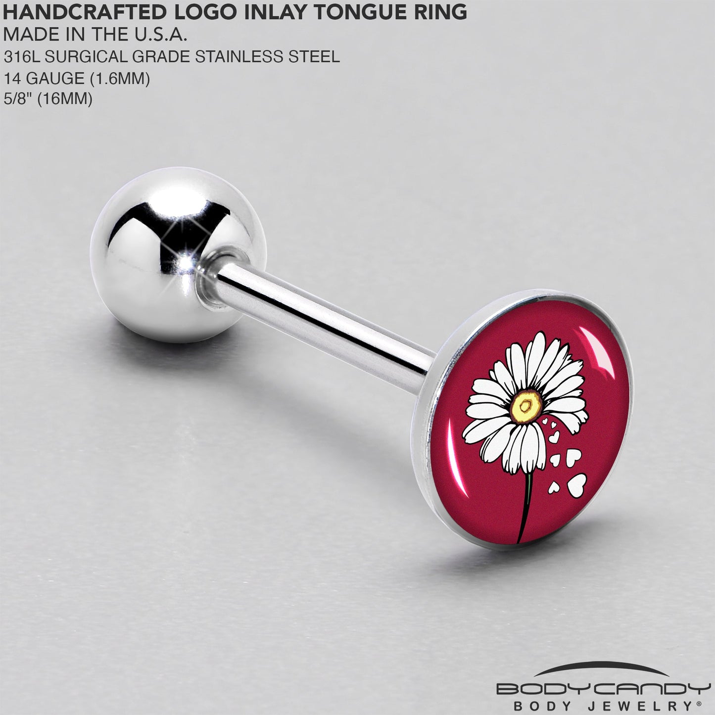 Love Me Not Flower Barbell Tongue Ring by Onyx O