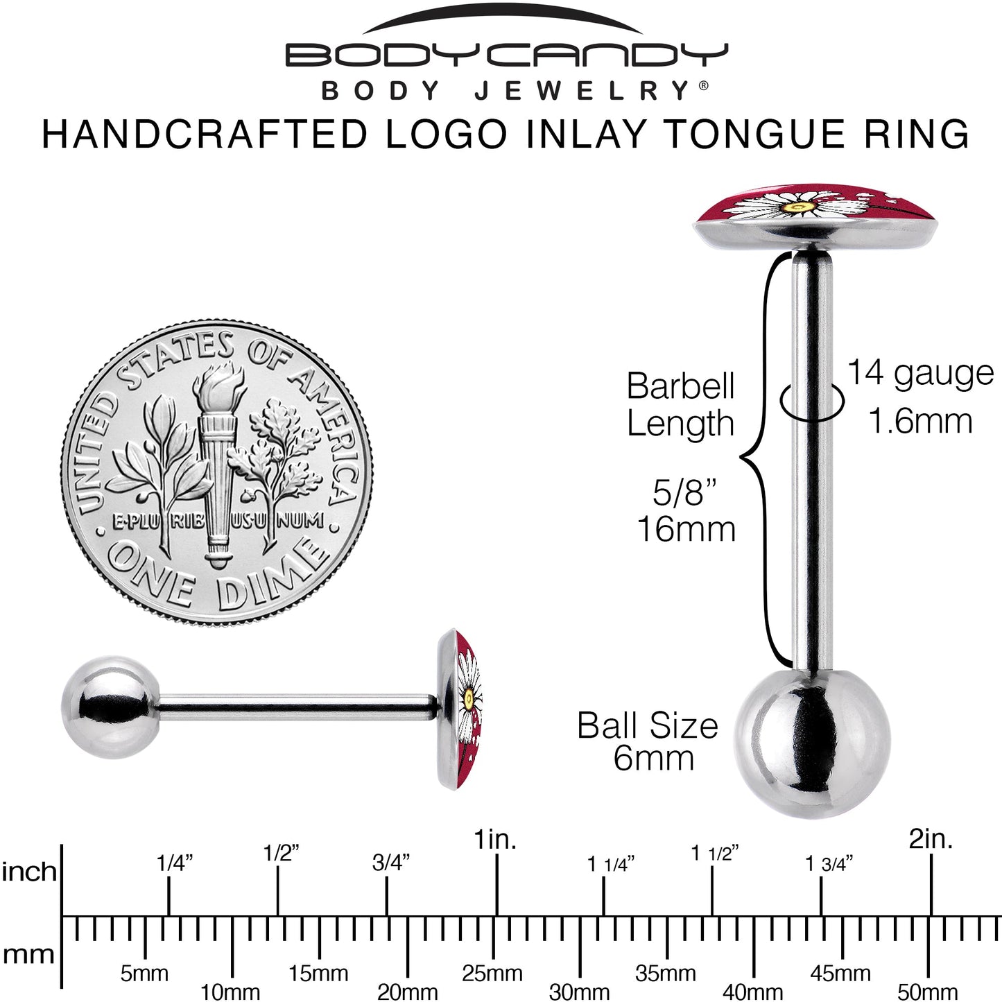 Love Me Not Flower Barbell Tongue Ring by Onyx O