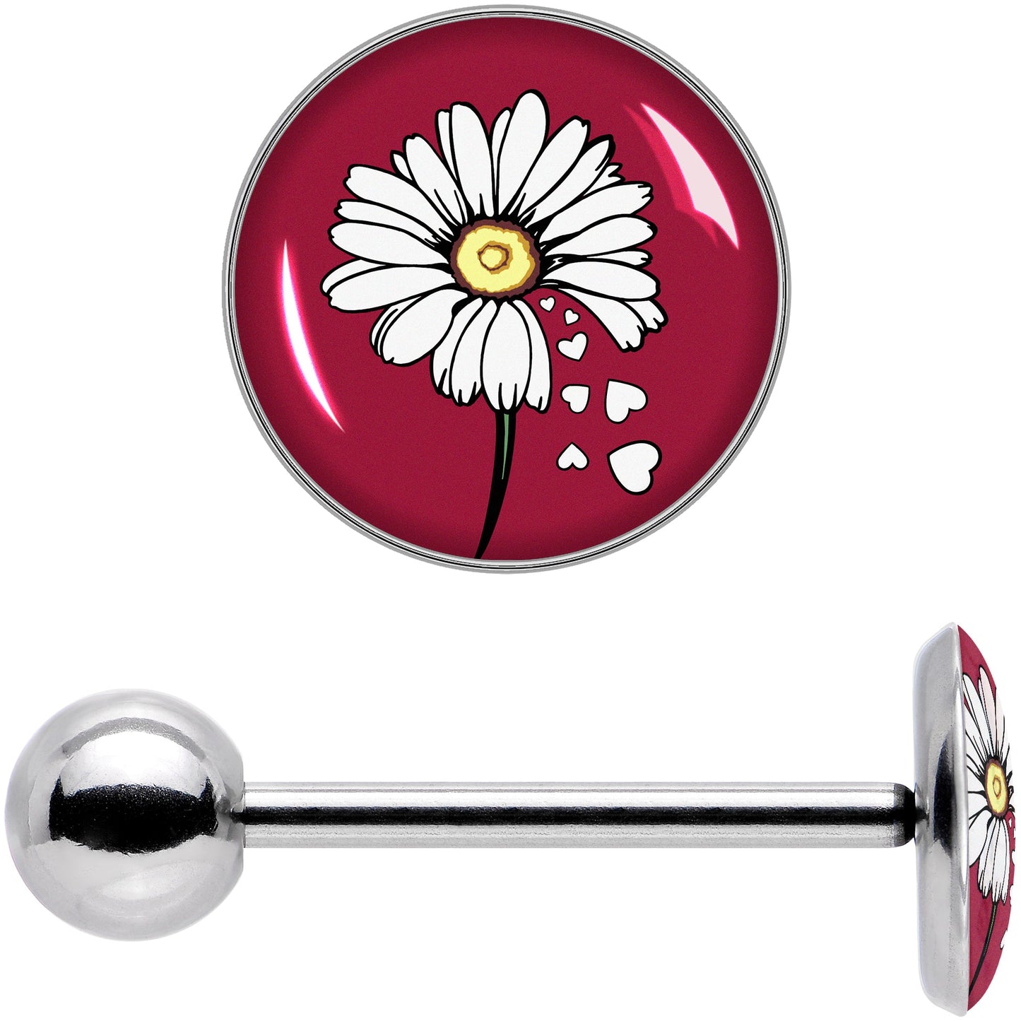 Love Me Not Flower Barbell Tongue Ring by Onyx O