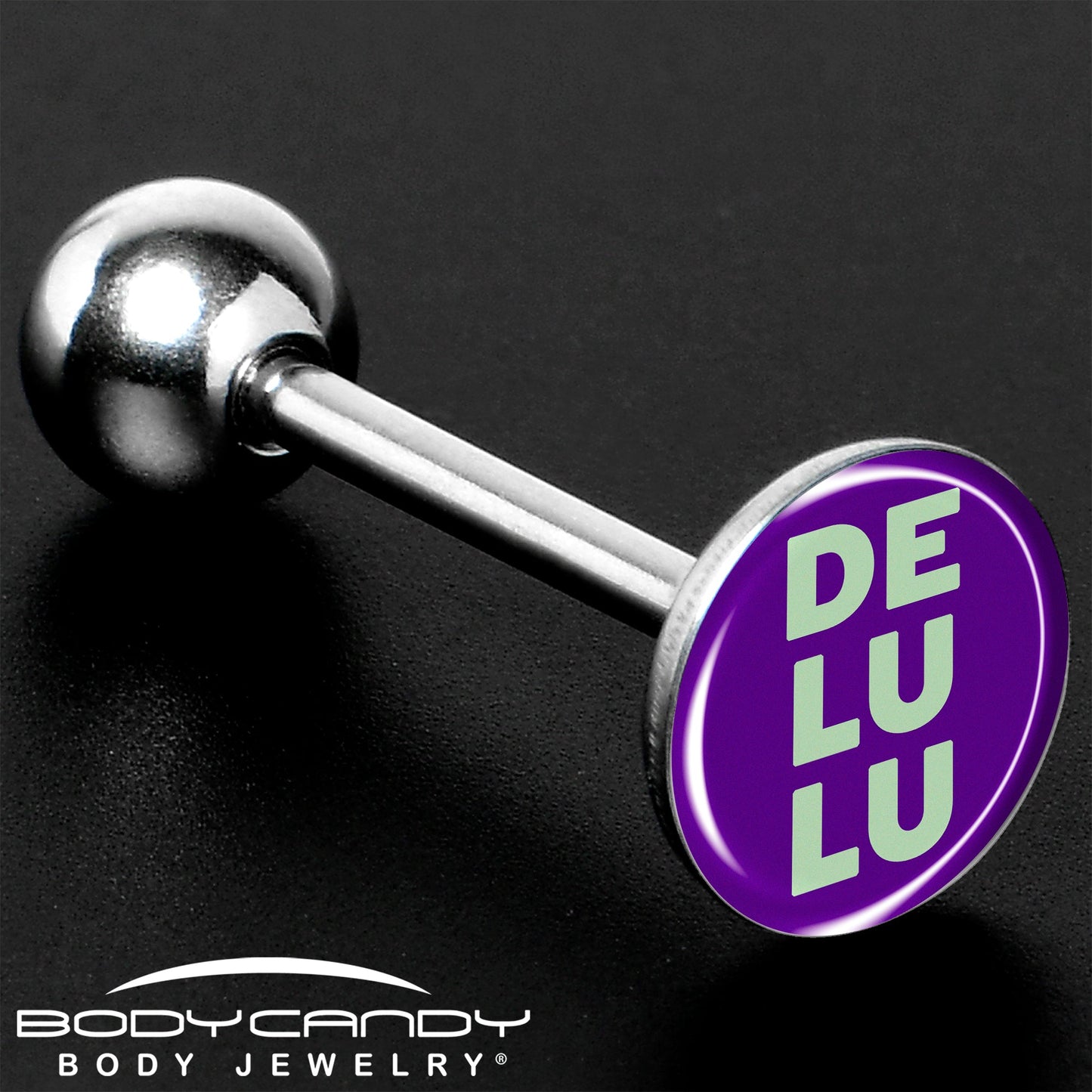 Word DELULU Barbell Tongue Ring by Onyx O