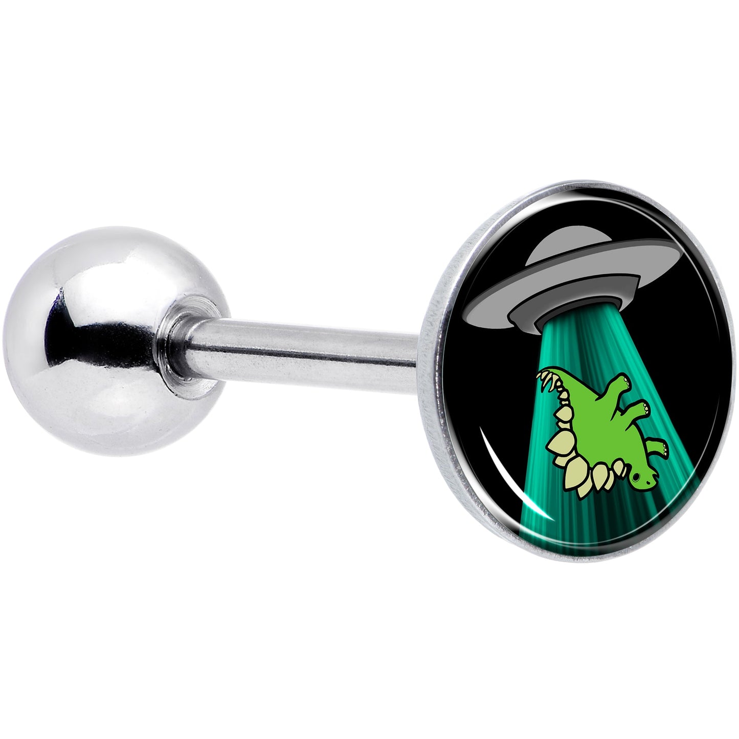 Alien UFO Dinosaur Abduction Barbell Tongue Ring by Onyx O