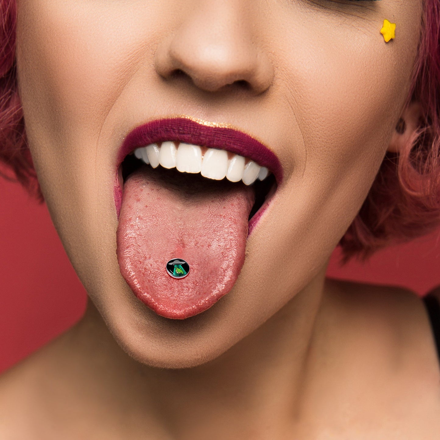 Alien UFO Dinosaur Abduction Barbell Tongue Ring by Onyx O