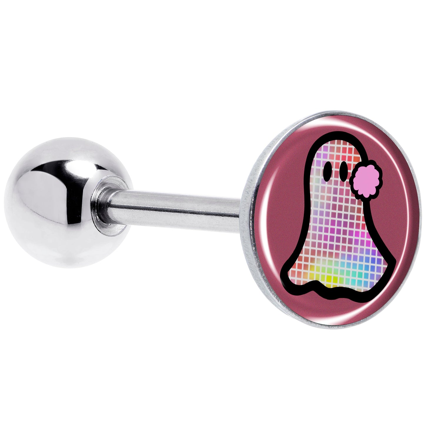 Disco Spirit Ghost Barbell Tongue Ring by Onyx O