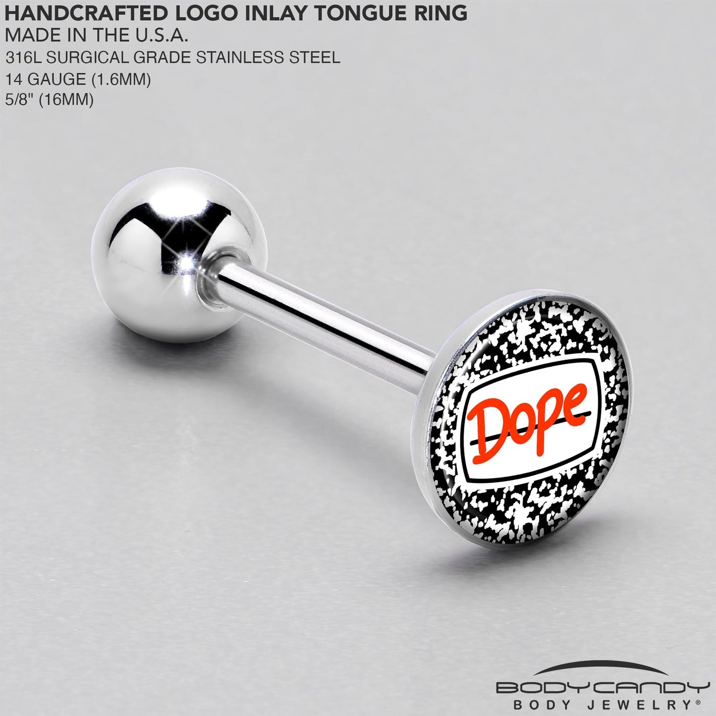 Dope Composition Notebook Barbell Tongue Ring by Onyx O