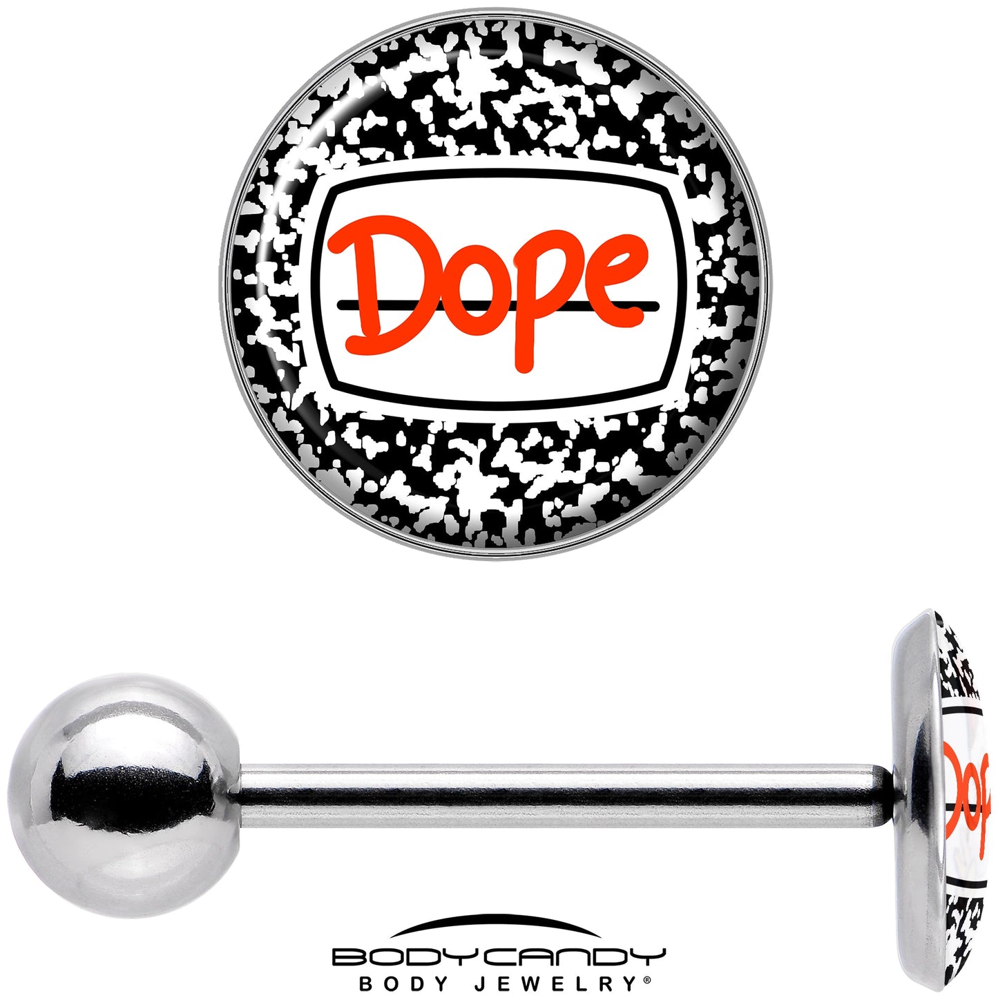 Dope Composition Notebook Barbell Tongue Ring by Onyx O