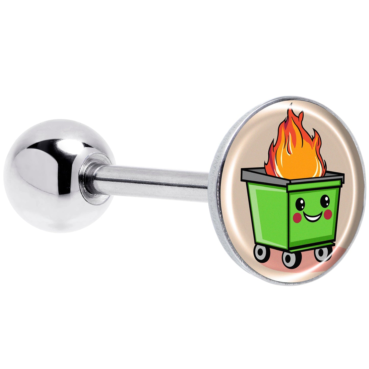 Dumpster Fire Barbell Tongue Ring by Onyx O