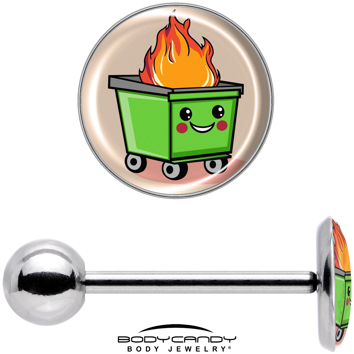 Dumpster Fire Barbell Tongue Ring by Onyx O