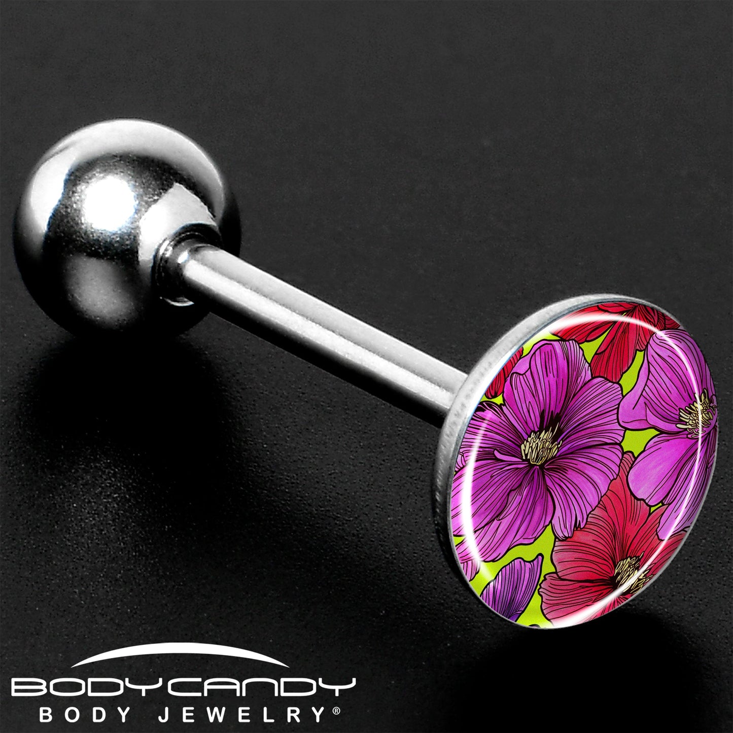 Blossom Creation Tropical Floral Flowers Barbell Tongue Ring by Onyx O